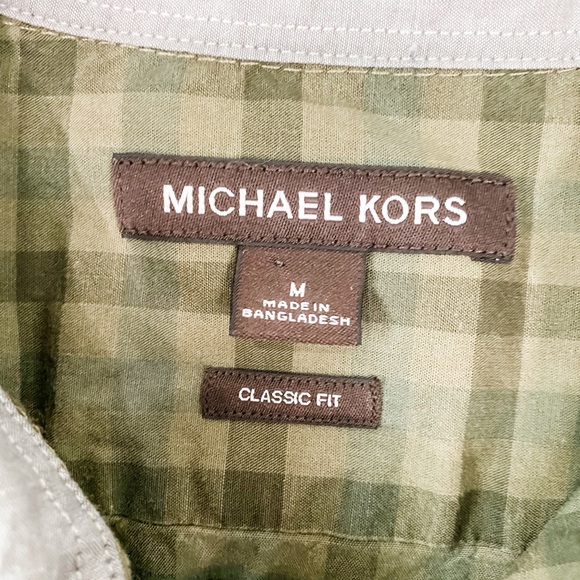 Michael Kors Green Plaid Long Sleeve Shirt Medium - Picture 6 of 8
